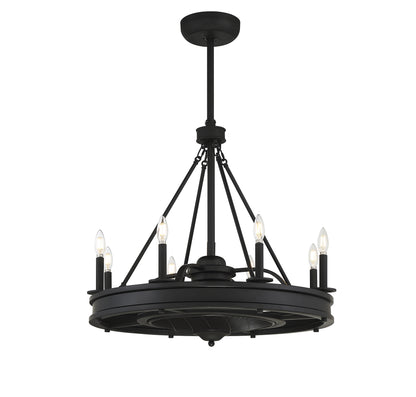 Lyon 8-Light Fan D'Lier in Matte Black