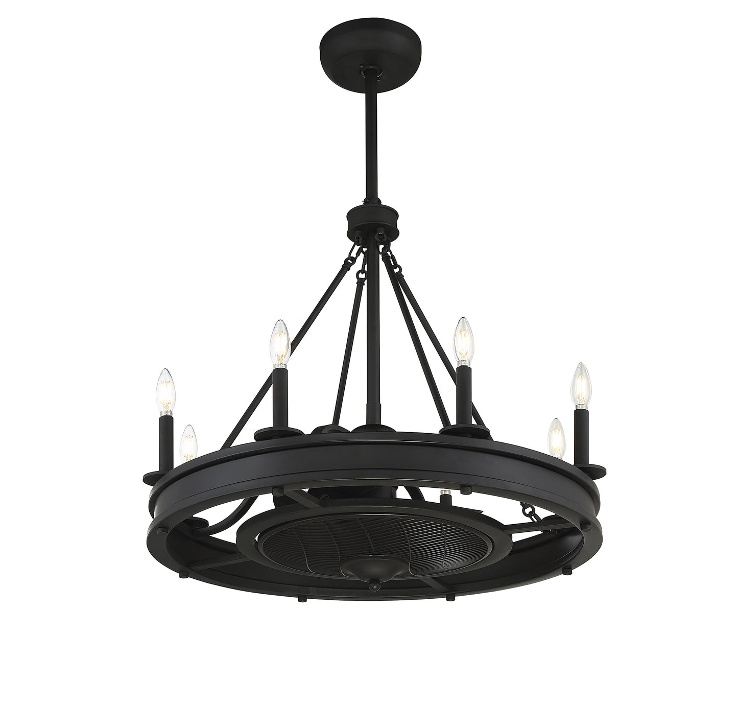 Lyon 8-Light Fan D'Lier in Matte Black