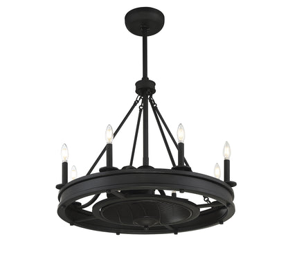 Lyon 8-Light Fan D'Lier in Matte Black
