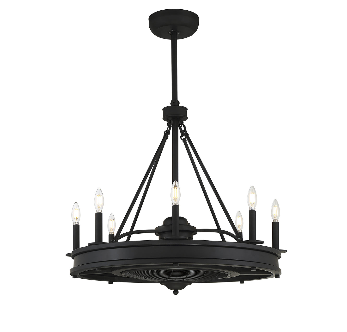 Lyon 8-Light Fan D'Lier in Matte Black