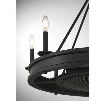 Lyon 8-Light Fan D'Lier in Matte Black