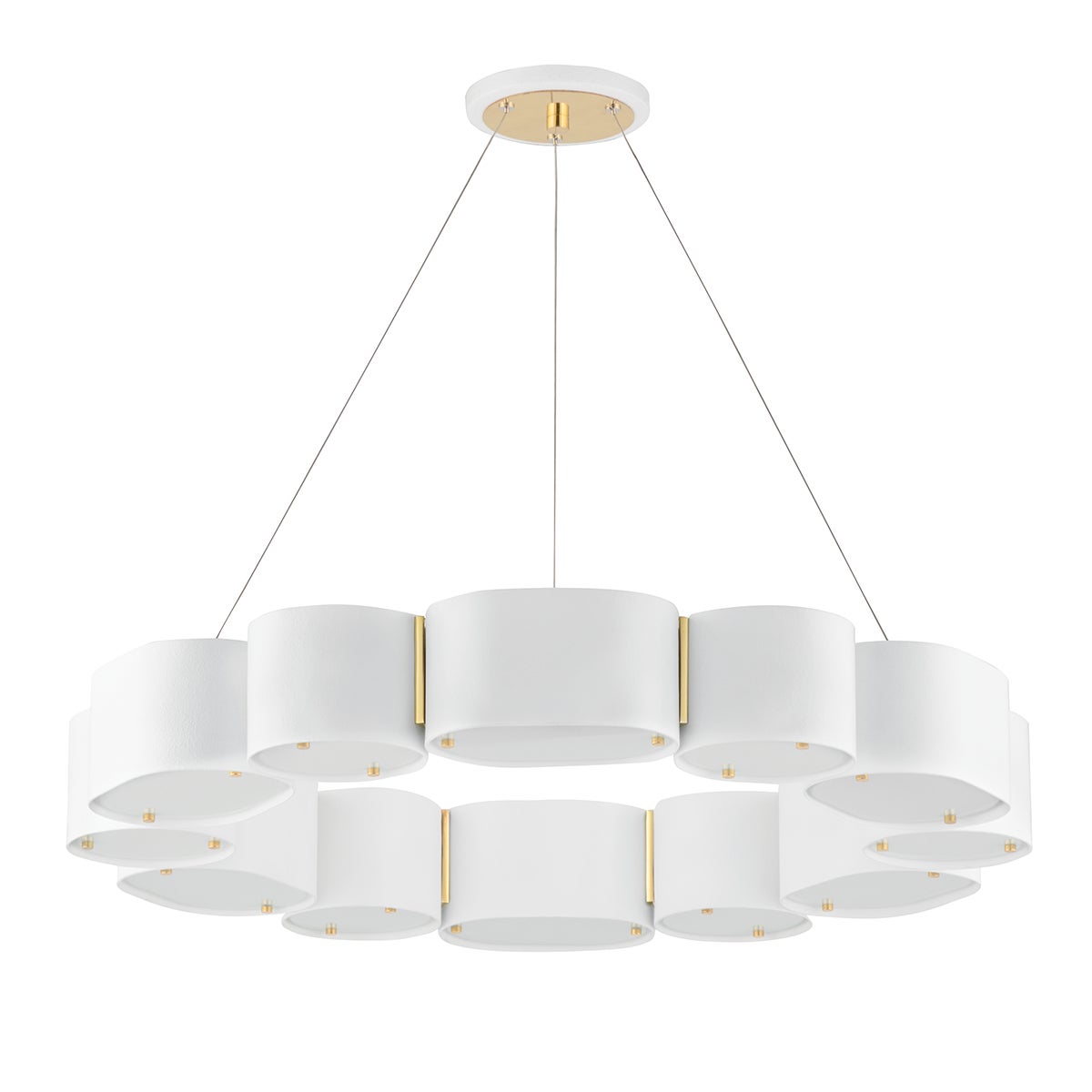 Corbett Opal Chandelier Soft White with Vintage Brass