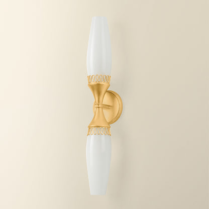 Hudson Valley Pennebrook 2-Light Wall Sconce Vintage Gold Leaf detail view 1