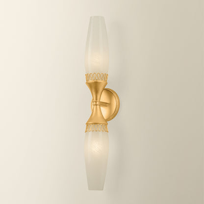 Hudson Valley Pennebrook 2-Light Wall Sconce Vintage Gold Leaf detail view 2