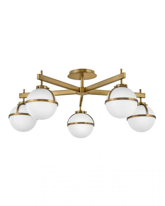 Hinkley Hollis Foyer Hall Semi-Flush Mount Brass, Steel, Heritage Brass