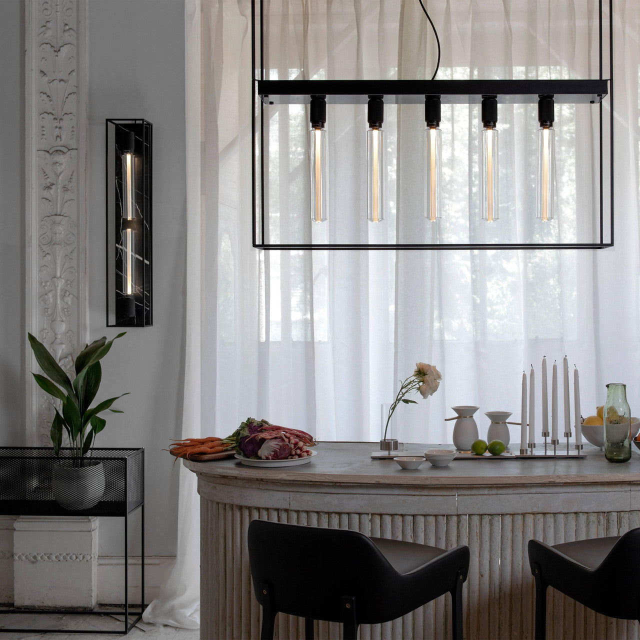 Buster + Punch Caged Wall Sconce, X-Large, Black Marble