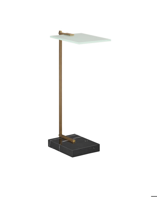 Currey and Company Neil Black Drinks Table Antique Brass, Black