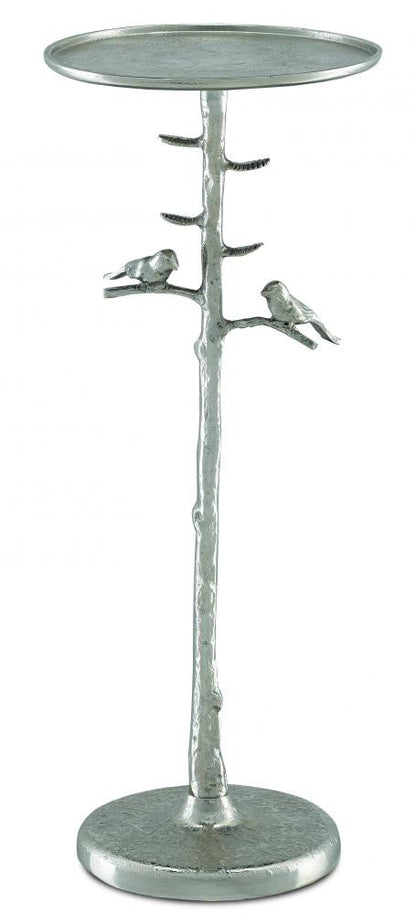 Currey and Company Piaf Silver Drinks Table Polished Nickel