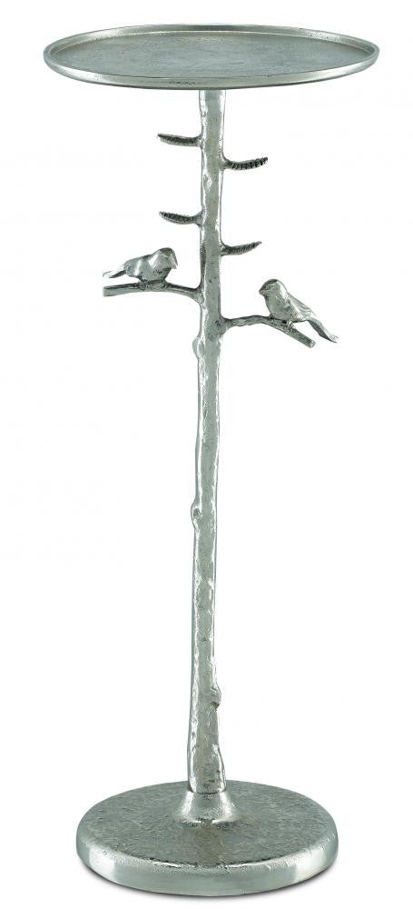 Currey and Company Piaf Silver Drinks Table Polished Nickel