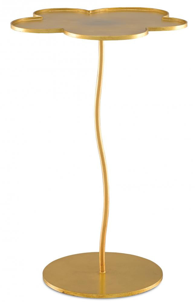Currey and Company Fleur Large Gold Accent Table Gold Leaf