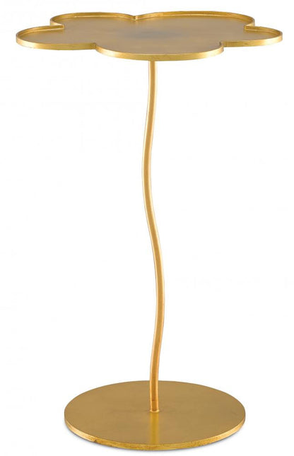 Currey and Company Fleur Large Gold Accent Table Gold Leaf
