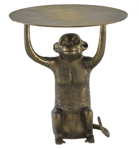 Currey and Company Abu Gold Accent Table Antique Gold