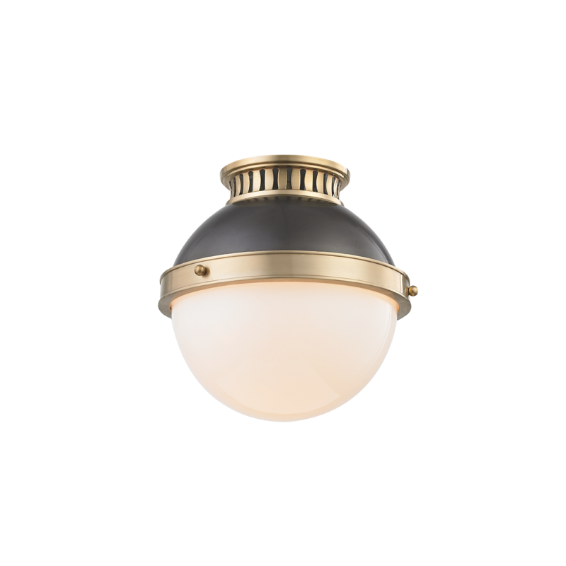 Hudson Valley Latham Flush Mount Aged Brass, Antique Distressed Bronze