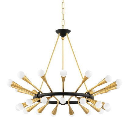 Corbett Aries Chandelier Vintage Polished Brass with Black Brass