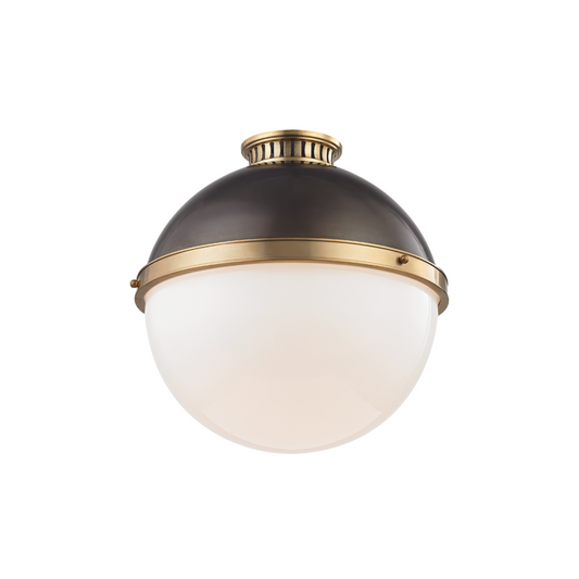Hudson Valley Latham Flush Mount Aged Brass, Antique Distressed Bronze