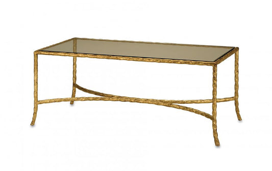 Gilt Twist Cocktail Table, Gilt Bronze, 18"H, Currey and Company (4057 6590)