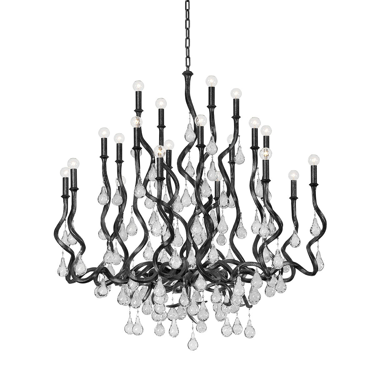 Corbett Aveline Chandelier Black with Silver Leaf