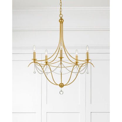 Metro 5 Light Crystal Beads Silver Chandelier