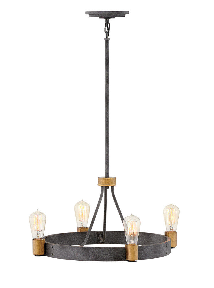 Hinkley Silas Chandelier Aged Zinc, Heritage Brass