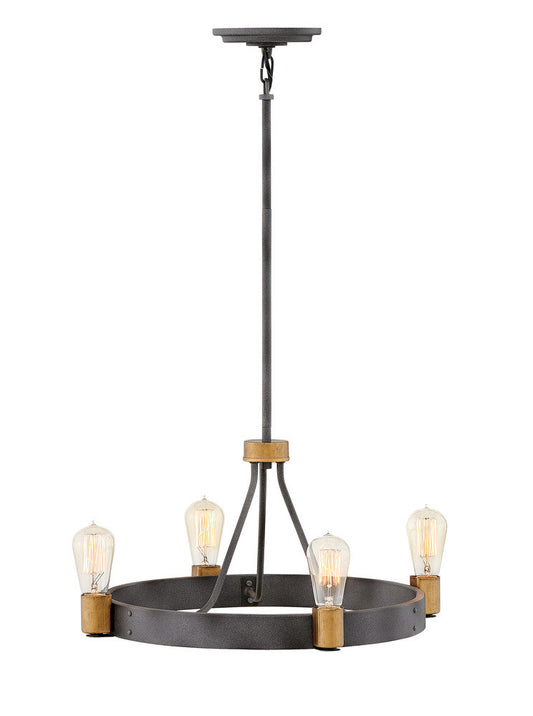Hinkley Silas Chandelier Aged Zinc, Heritage Brass