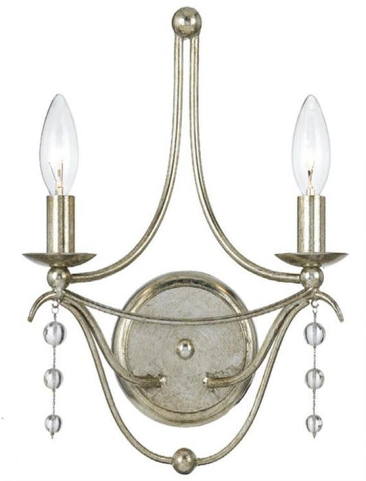 Crystorama Metro 2 Light Wall Sconce Antique Silver