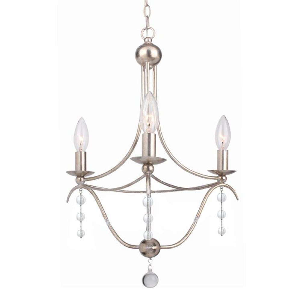 Crystorama Metro 3 Light Mini Chandelier Antique Silver