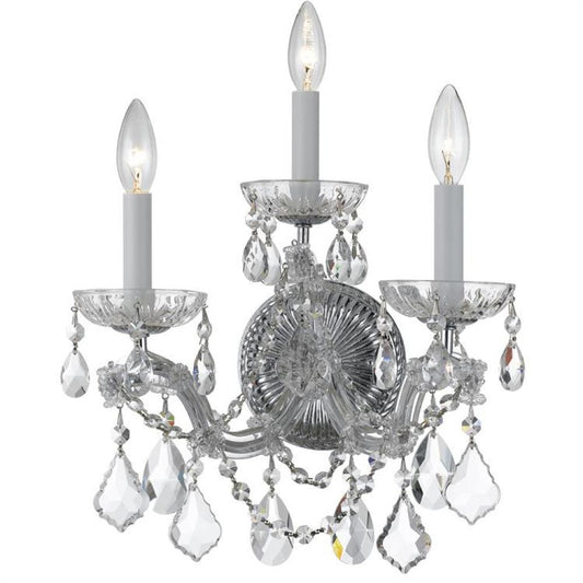 Crystorama Maria Theresa 3 Light Wall Sconce Polished Chrome
