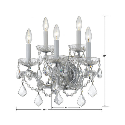 Crystorama Maria Theresa 5 Light Wall Sconce Gold