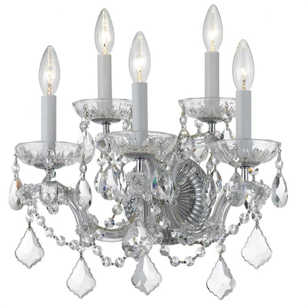 Crystorama Maria Theresa 5 Light Wall Sconce Polished Chrome