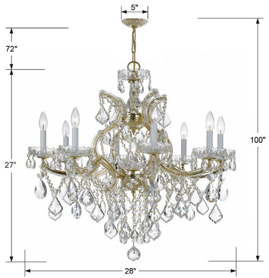 Crystorama Maria Theresa 9 Light Chandelier Gold