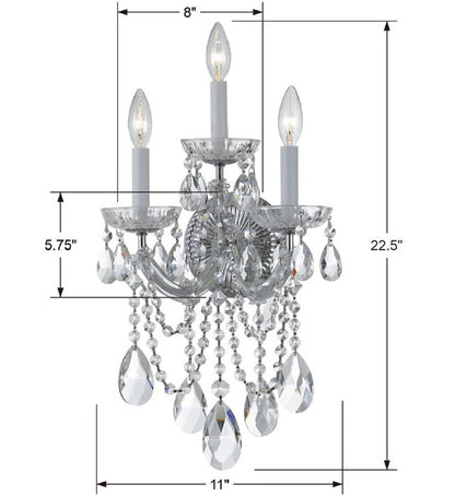 Crystorama Maria Theresa 3 Light Wall Sconce Gold
