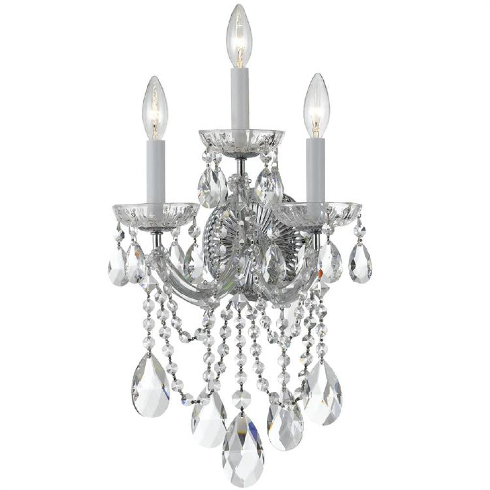 Crystorama Maria Theresa 3 Light Wall Sconce Polished Chrome