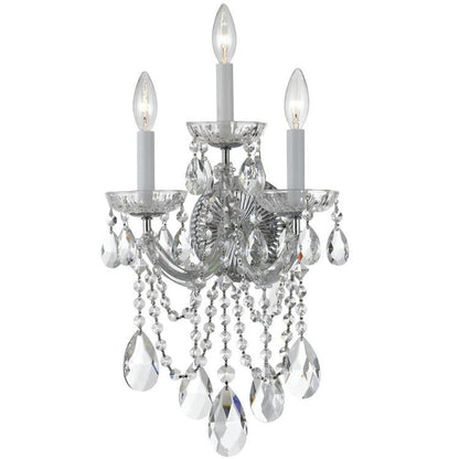 Crystorama Maria Theresa 3 Light Wall Sconce Polished Chrome