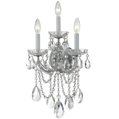 Crystorama Maria Theresa 3 Light Wall Sconce Polished Chrome