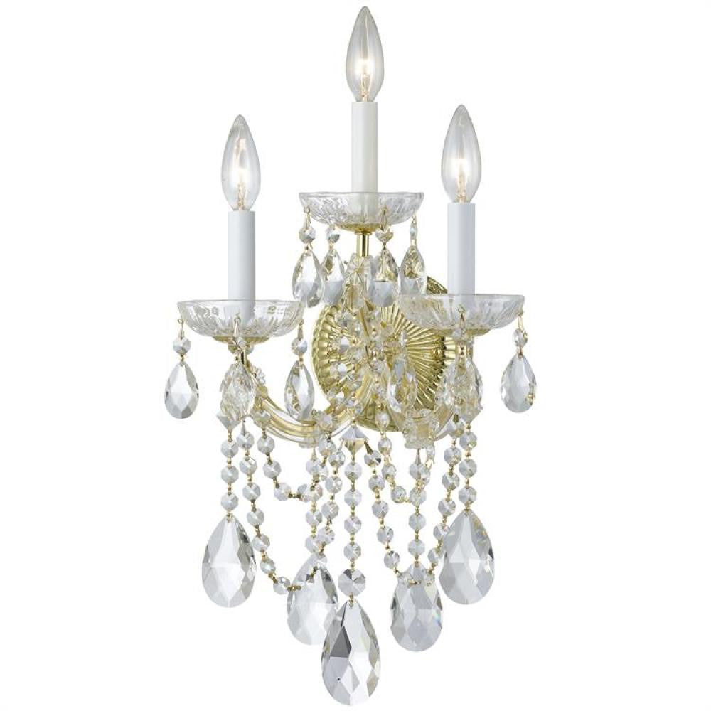 Crystorama Maria Theresa 3 Light Wall Sconce Gold
