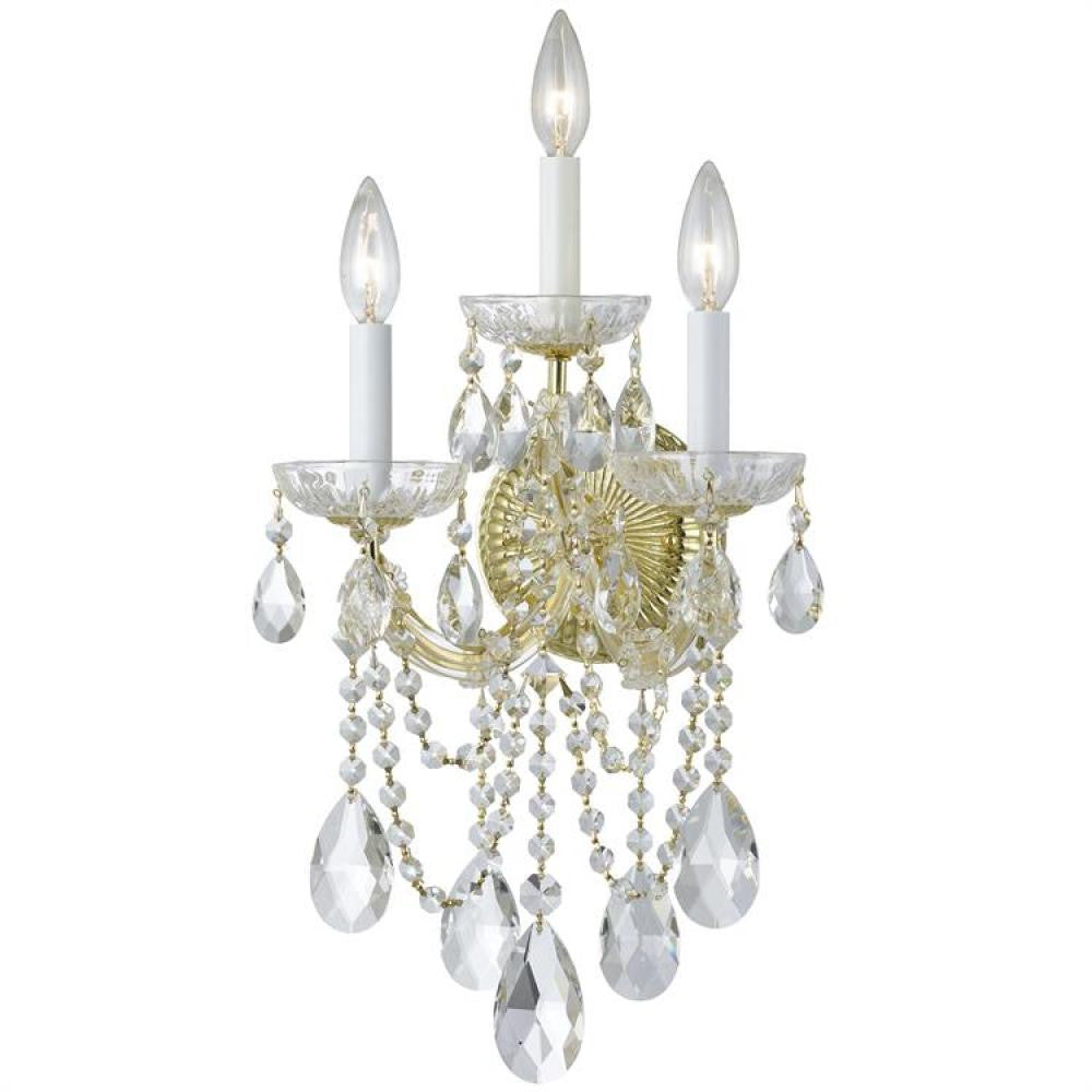 Crystorama Maria Theresa 3 Light Wall Sconce Gold