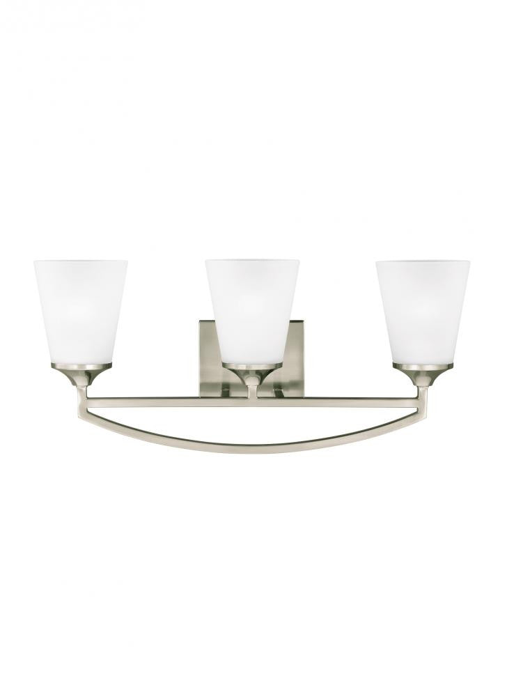 Generation Lighting Hanford Three Light Wall / Bath Brushed Nickel