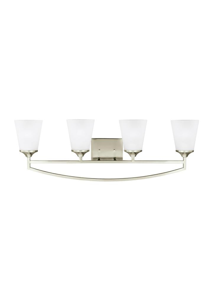 Generation Lighting Hanford Four Light Wall / Bath Brushed Nickel