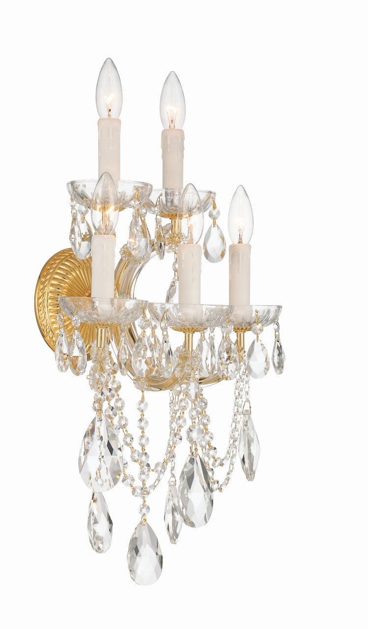 Crystorama Maria Theresa 5 Light Wall Sconce Gold