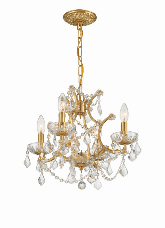 Filmore 4 Light Crystal Antique Gold Mini-Chandelier