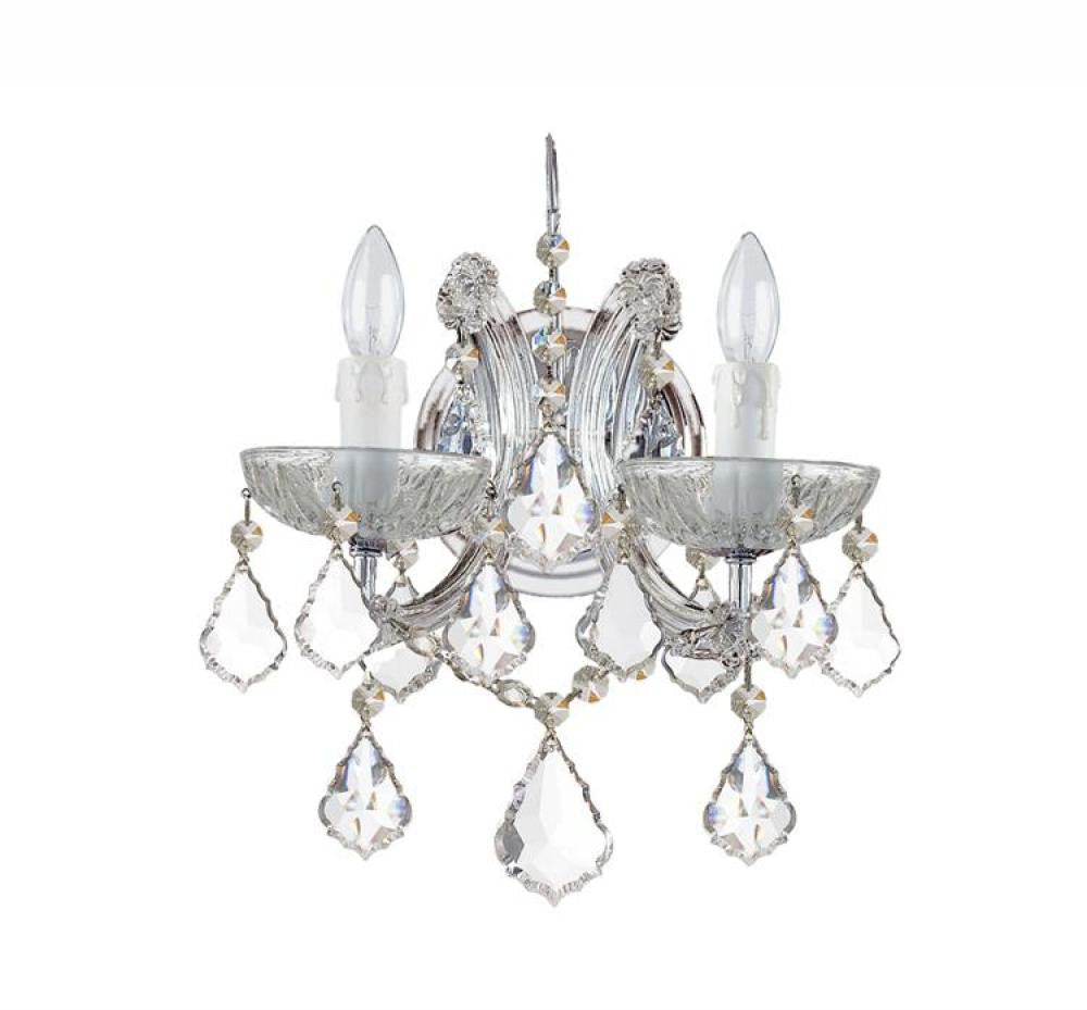 Crystorama Maria Theresa 2 Light Wall Sconce Polished Chrome