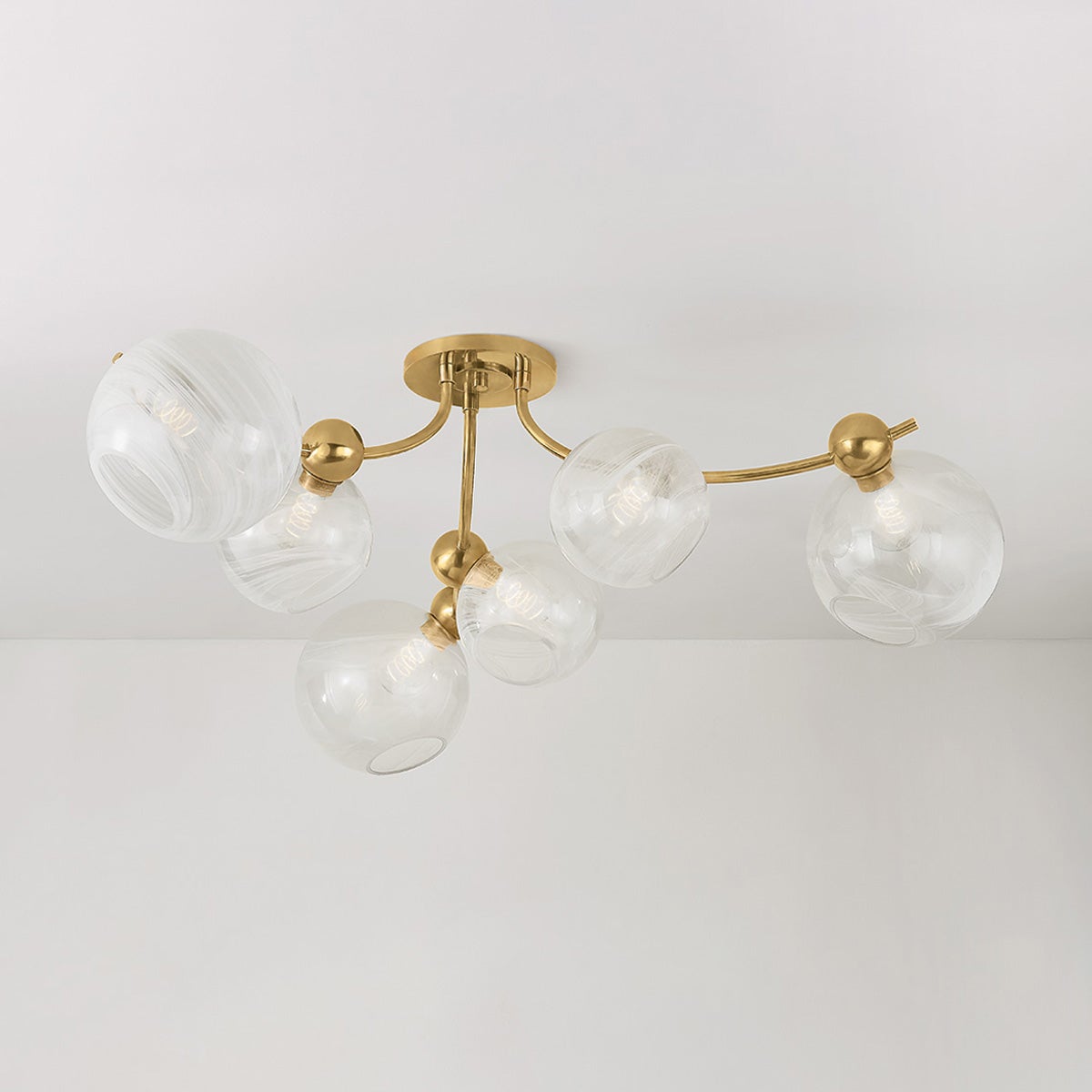 Corbett Astraia Semi-Flush Mount Vintage Brass Detail 1