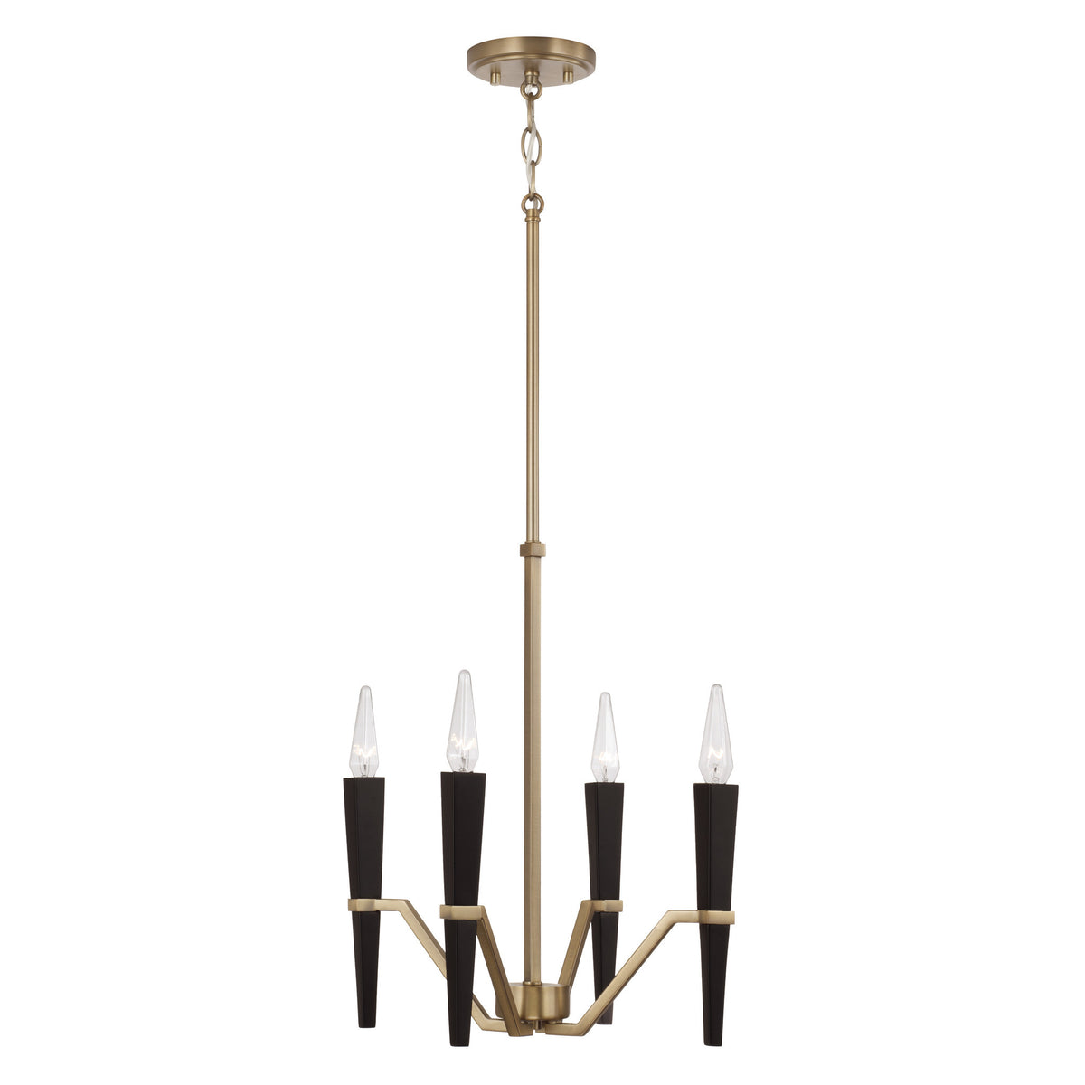 Capital Enzo Small Chandelier in Aged Brass and Black