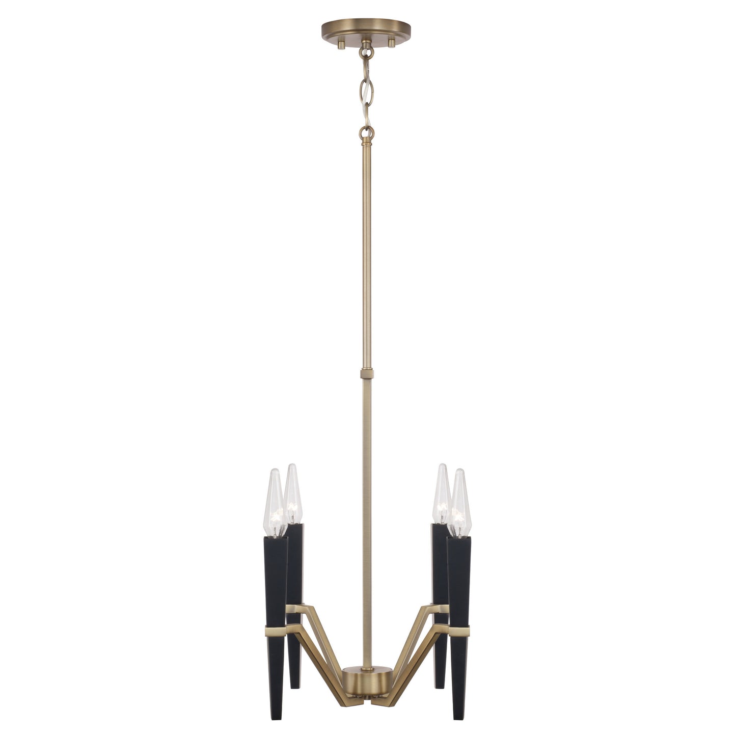 Capital Enzo Small Chandelier in Aged Brass and Black