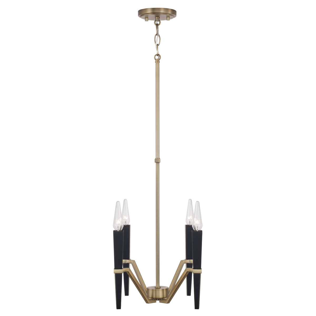 Capital Enzo Small Chandelier in Aged Brass and Black
