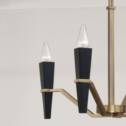 Capital Enzo Small Chandelier in Aged Brass and Black
