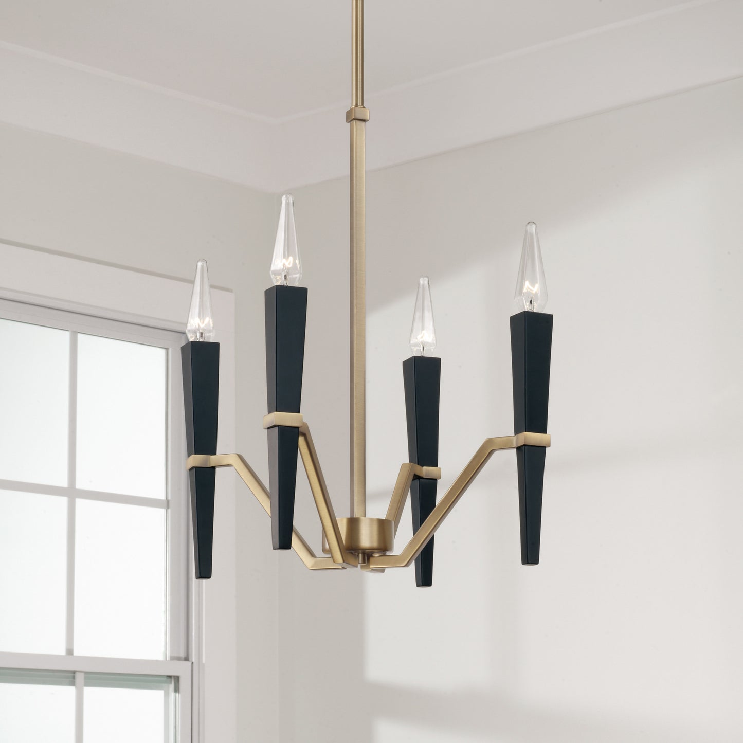 Capital Enzo Small Chandelier in Aged Brass and Black