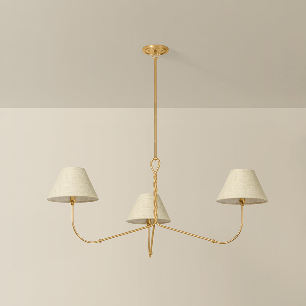 Hudson Valley Dekalb 3-Light Chandelier Vintage Gold Leaf detail view 1
