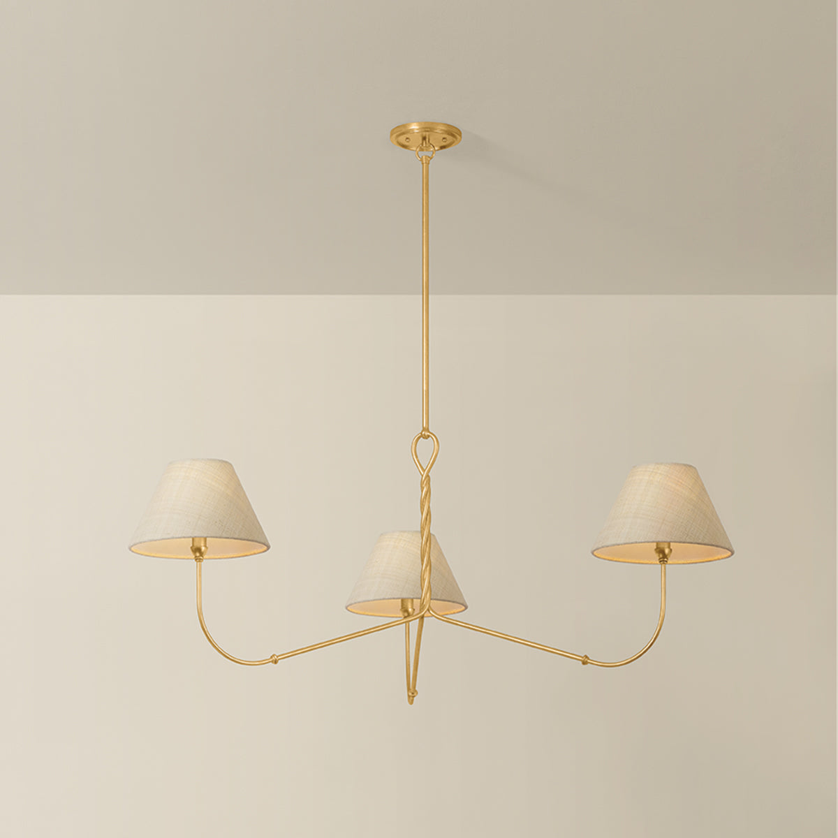Hudson Valley Dekalb 3-Light Chandelier Vintage Gold Leaf detail view 2