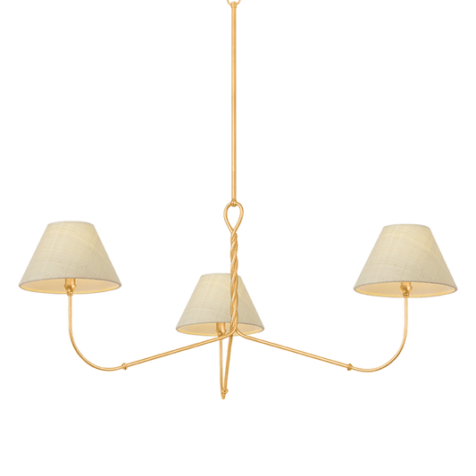 Hudson Valley Dekalb 3-Light Chandelier Vintage Gold Leaf